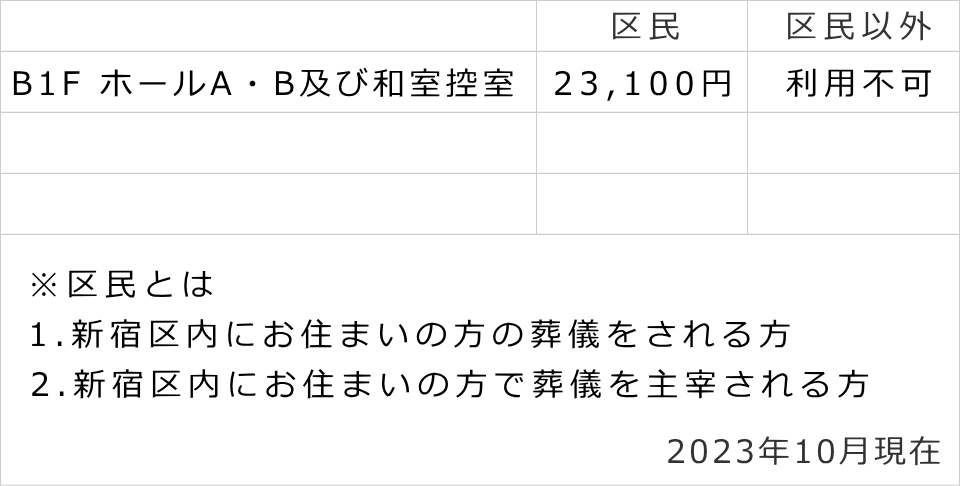 榎町地域センター　料金表